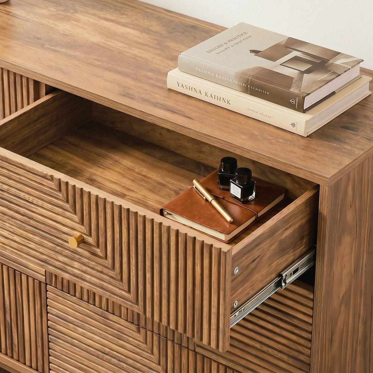 Eden - Cómoda de 6 cajones con frentes laminados - Madera clara