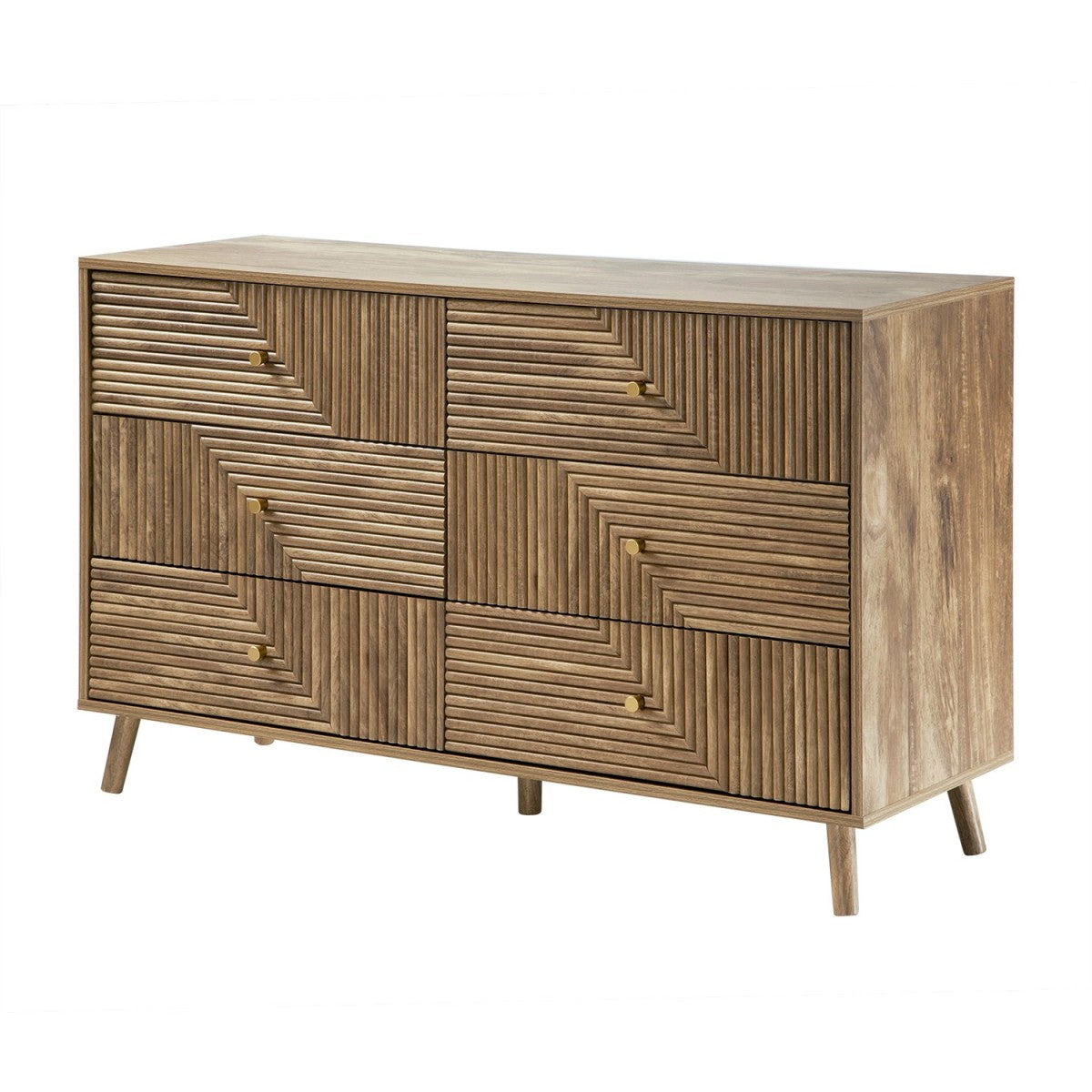 Eden - Cómoda de 6 cajones con frentes laminados - Madera clara