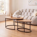 Lenny - Set of 2 Oval Nesting Coffee Tables - Oak