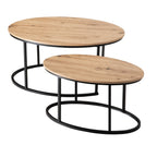 Lenny - Set of 2 Oval Nesting Coffee Tables - Oak