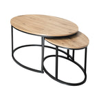 Lenny - Set of 2 Oval Nesting Coffee Tables - Oak