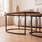 Lenny - Set of 2 Oval Nesting Coffee Tables - Oak