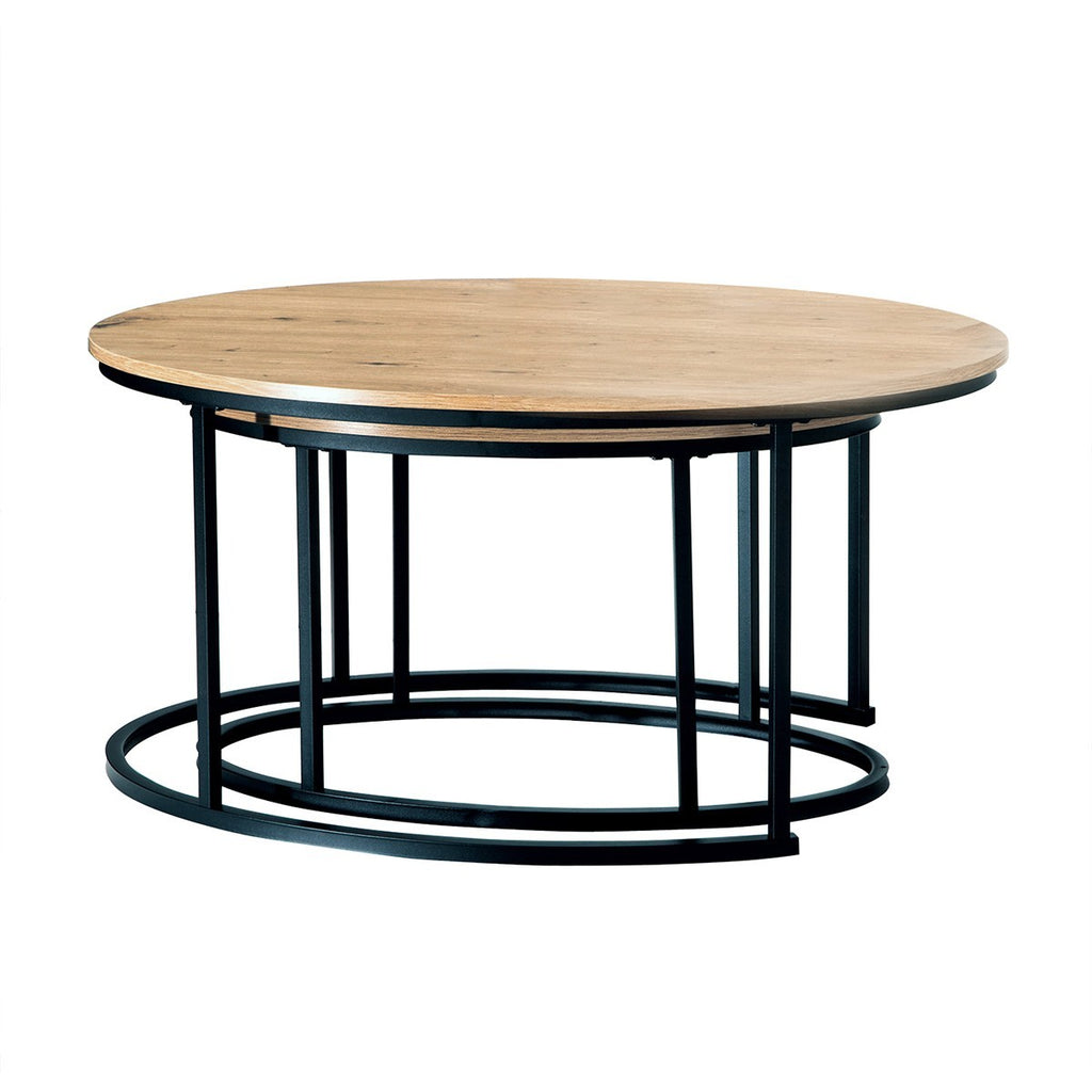 Lenny - Set of 2 Oval Nesting Coffee Tables - Oak