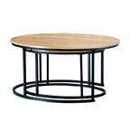 Lenny - Set of 2 Oval Nesting Coffee Tables - Oak