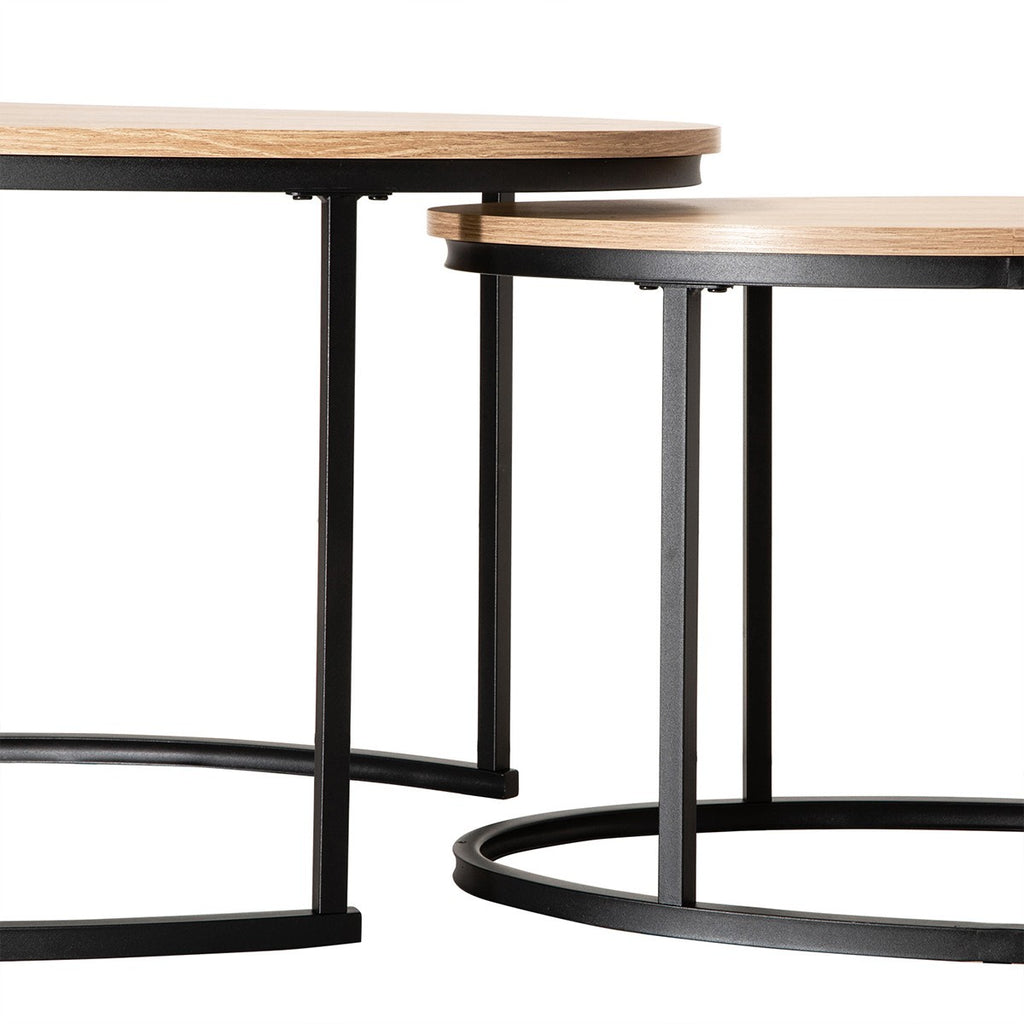 Lenny - Set of 2 Oval Nesting Coffee Tables - Oak