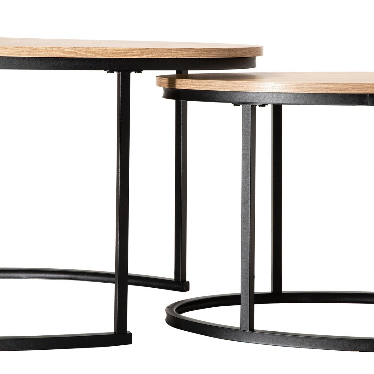 Lenny - Set of 2 Oval Nesting Coffee Tables - Oak