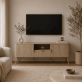 Maho - Meuble Tv 2 Portes Lames Arrondies - Chêne
