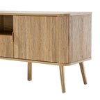 Maho - Meuble Tv 2 Portes Lames Arrondies - Chêne
