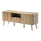 Maho - Meuble Tv 2 Portes Lames Arrondies - Chêne