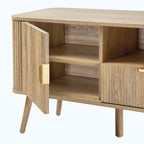Maho - Meuble Tv 2 Portes Lames Arrondies - Chêne