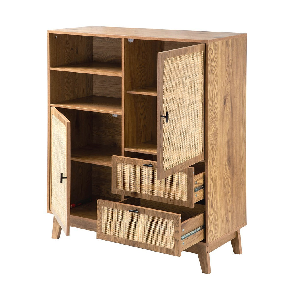 Alia - Buffet Haut 2 Portes/2 Tiroirs - Rotin