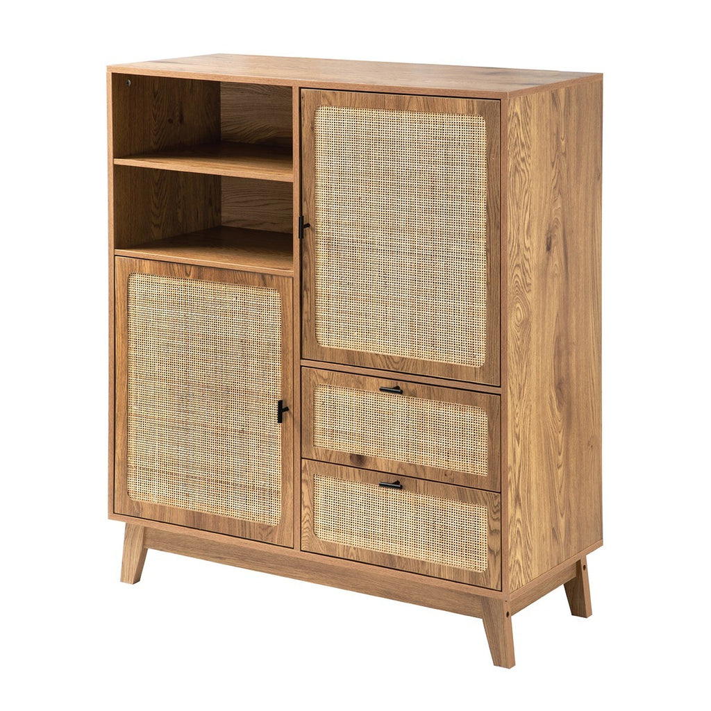 Alia - Buffet Haut 2 Portes/2 Tiroirs - Rotin