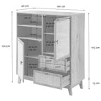 Alia - Buffet Haut 2 Portes/2 Tiroirs - Rotin