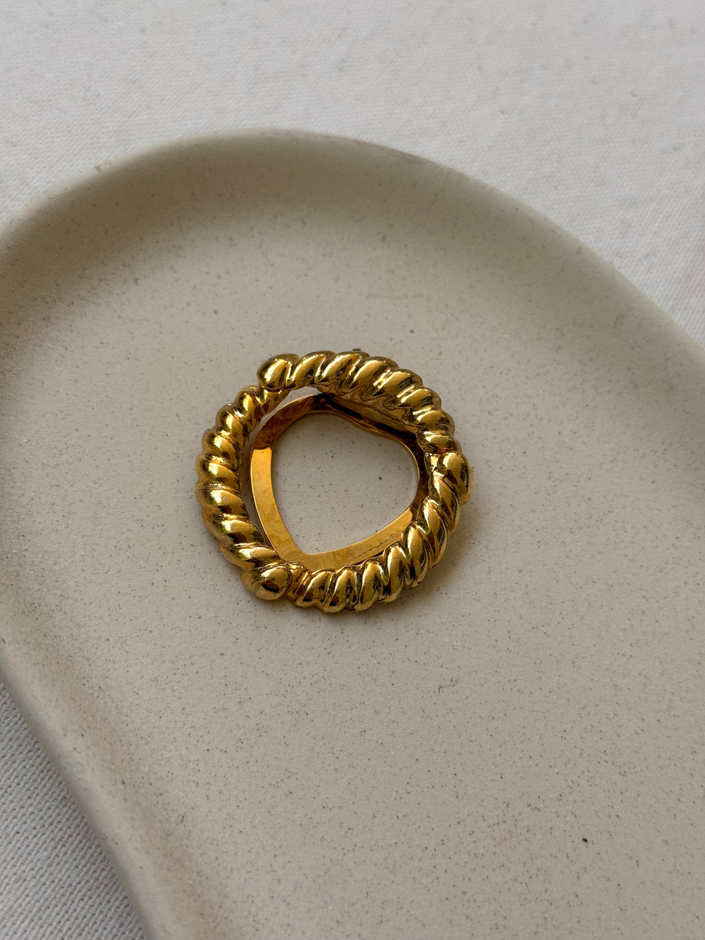 Anillo De Pañuelo Vintage - Diseño Trenzado Dorado