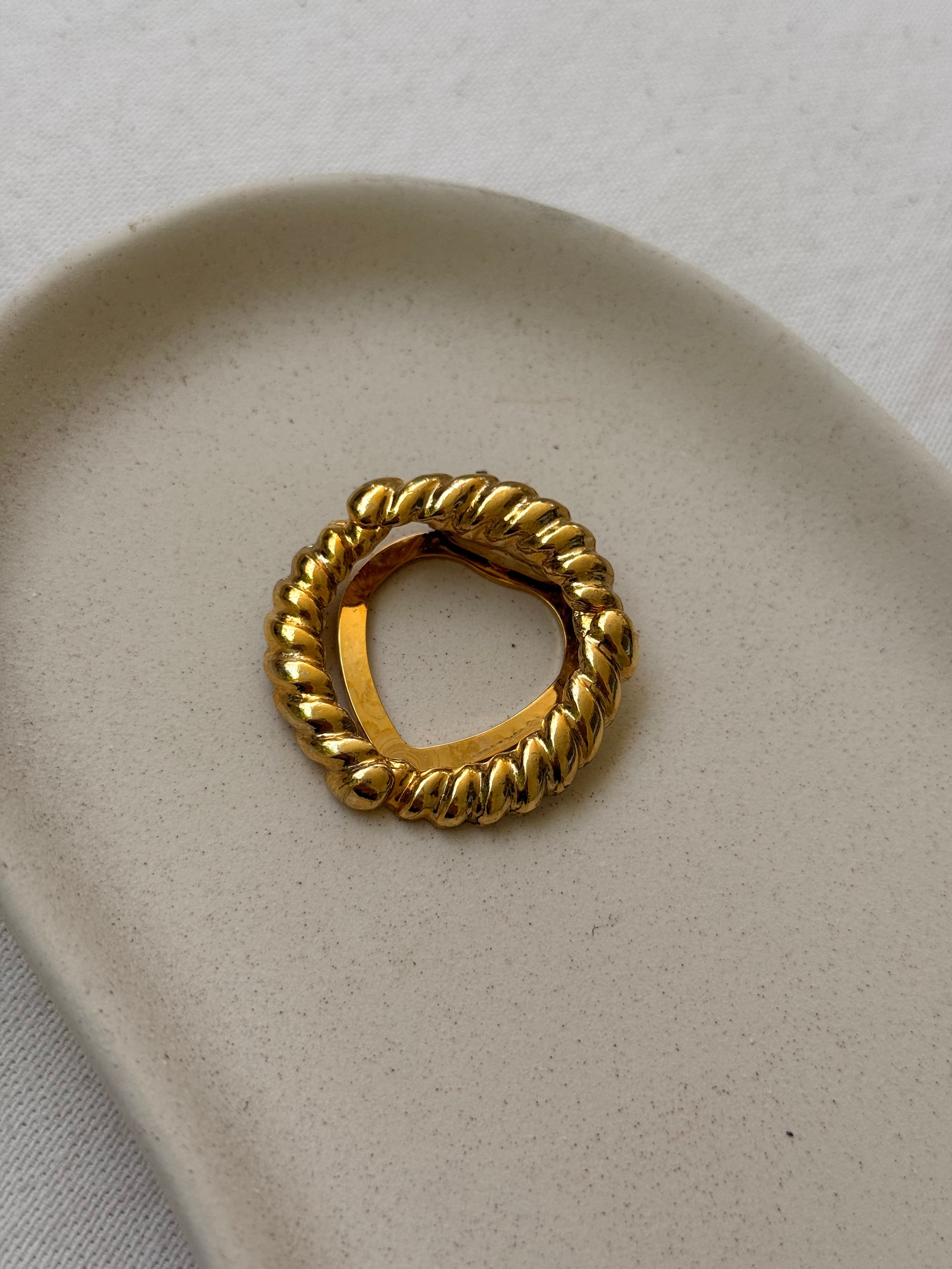 Anillo De Pañuelo Vintage - Diseño Trenzado Dorado