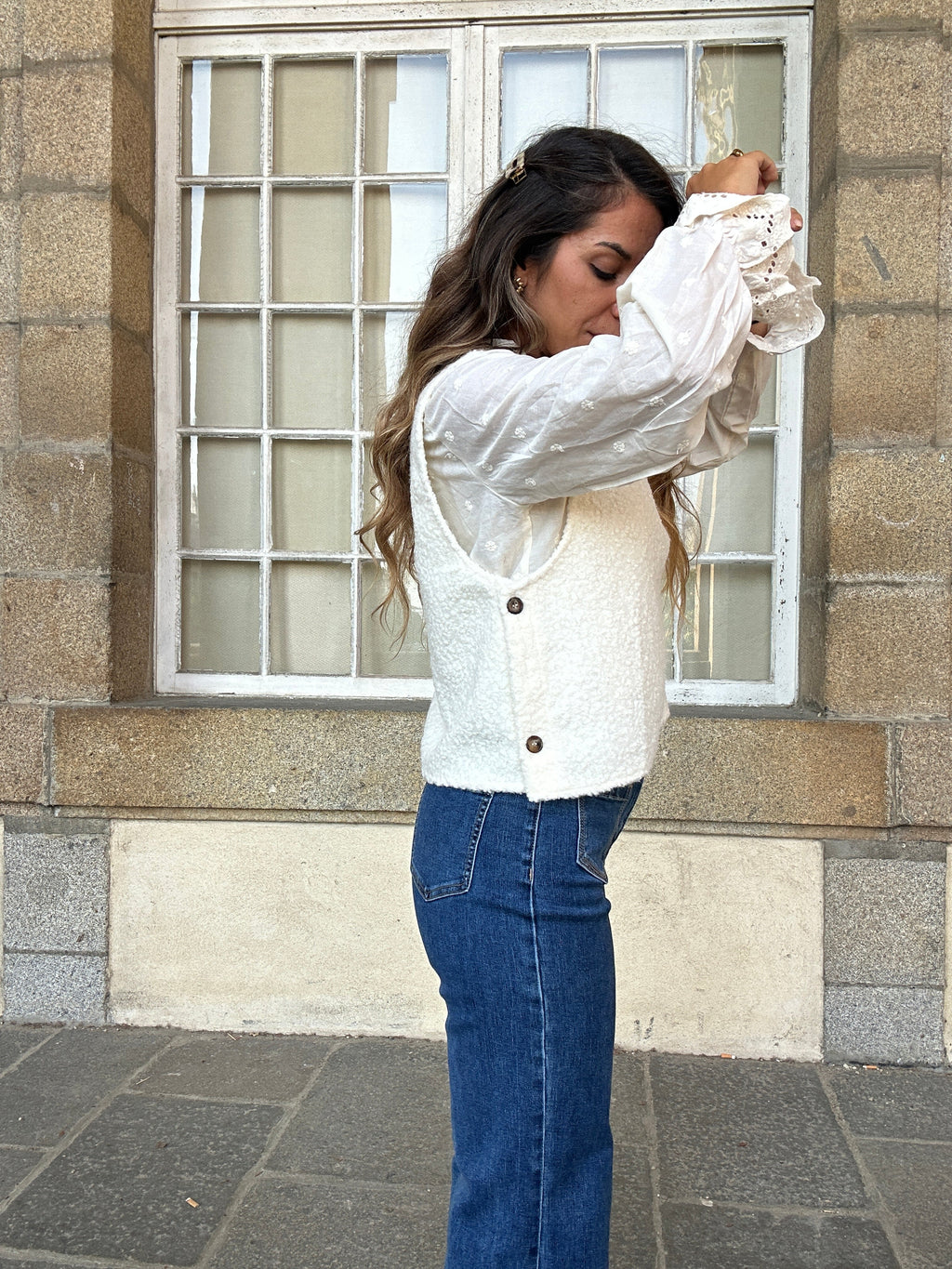 Jersey sin mangas Louisa beige