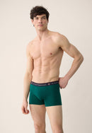 Lot De 7 Boxers En Coton - Boxers Moutarde Vert Sapin Gris Chiné Rouge Cerise Bleu Jean Marine Blanc