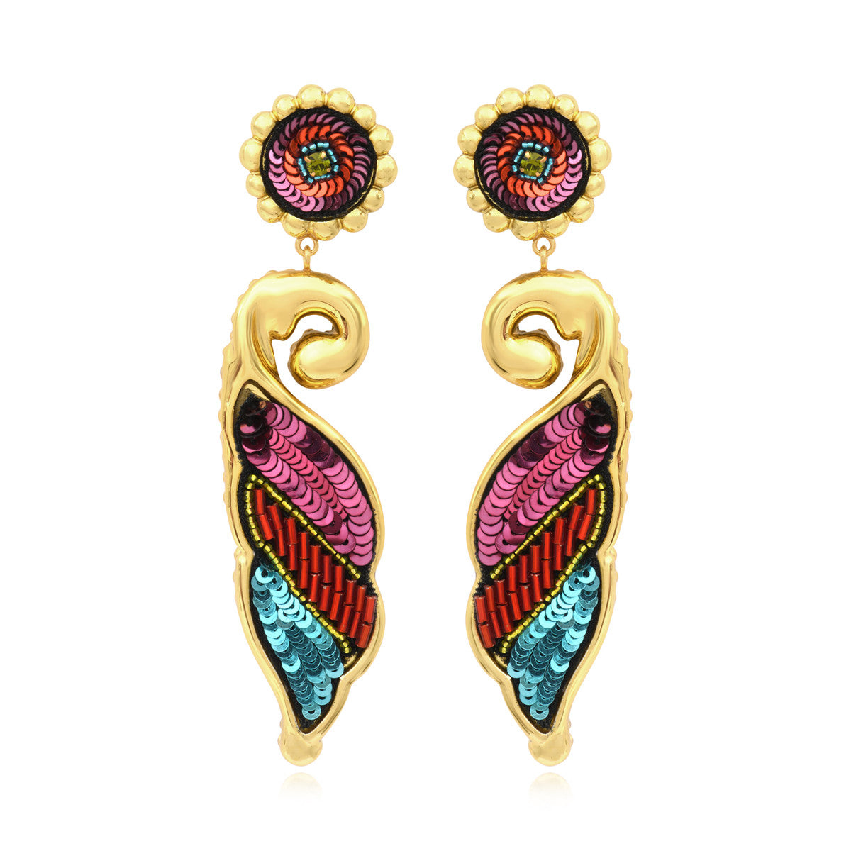 Pendientes Largos Clips Angèle - Naranja y Violeta