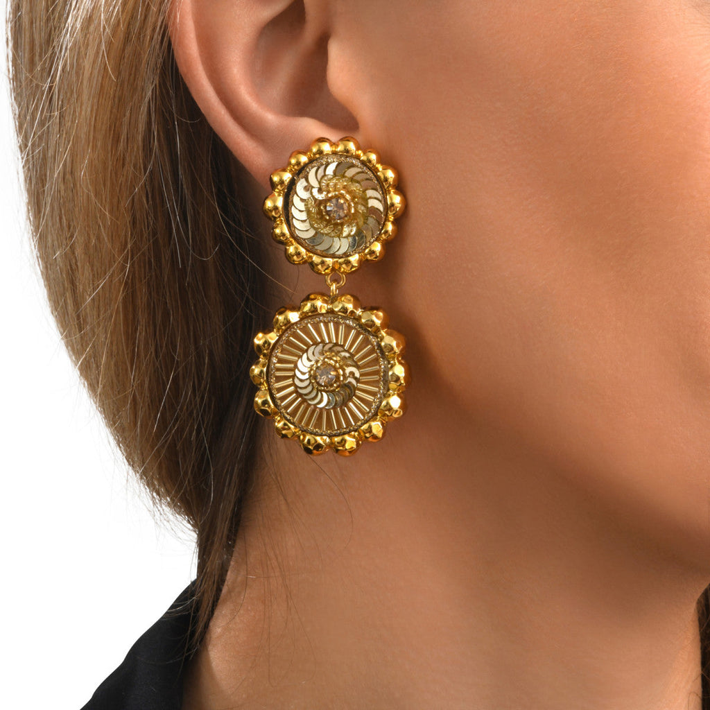 Angèle Round Clip-On Earrings - Gold
