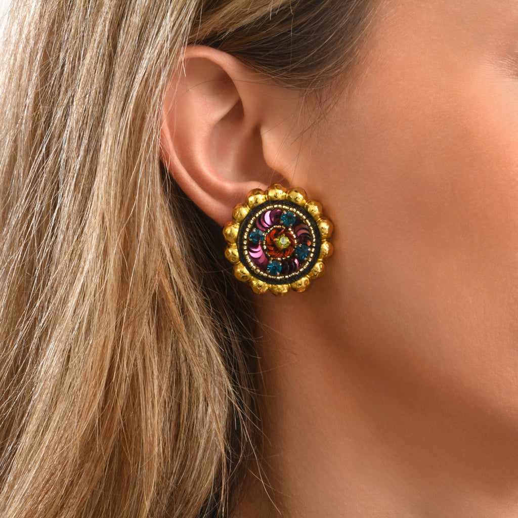 Angèle Clip-On Earrings - Purple