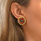 Angèle Stud Earrings for Pierced Ears - Orange