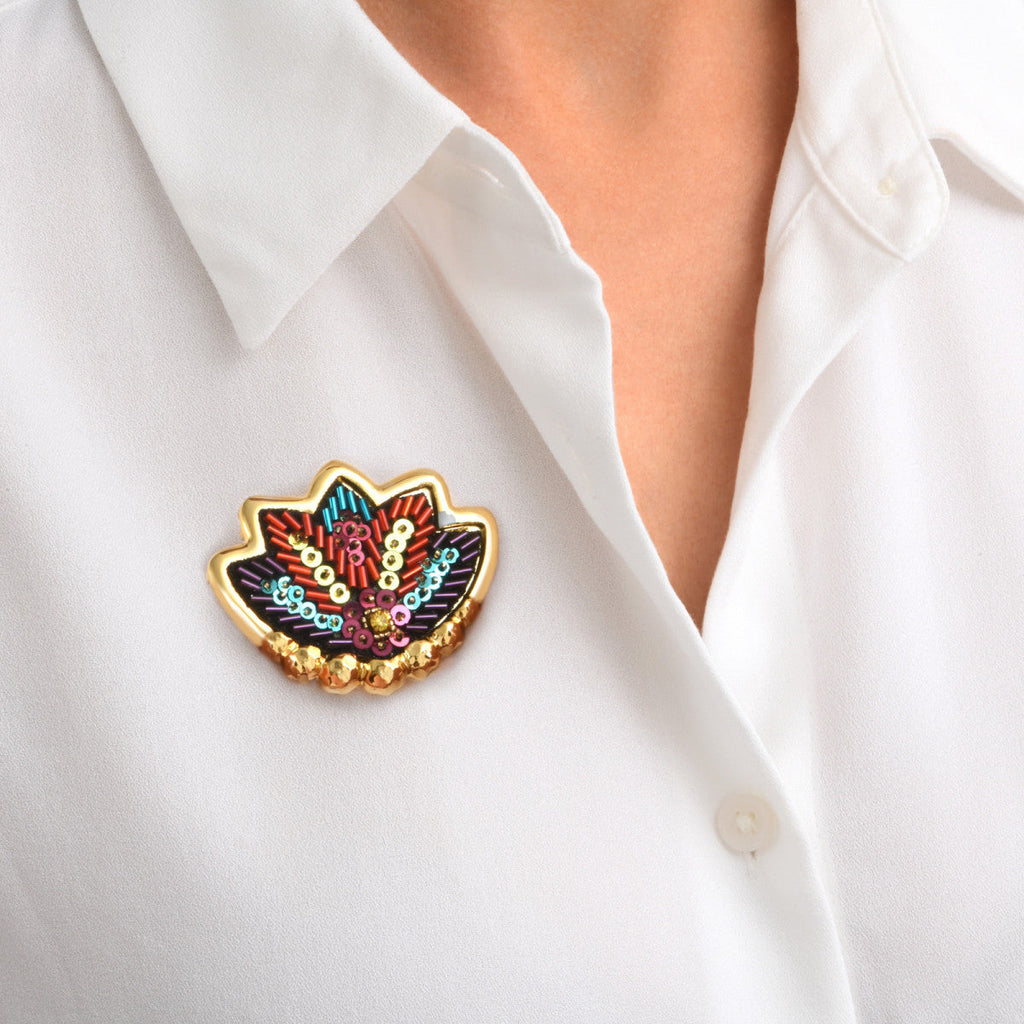 Angèle Brooch - Orange And Purple