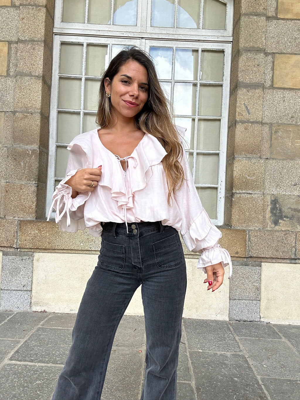 Blusa Iris rosa pálido