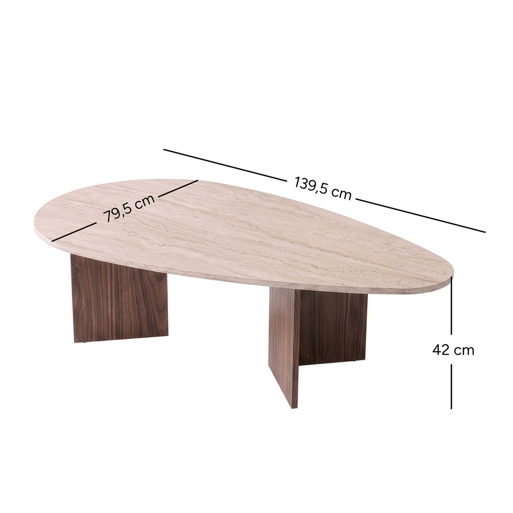 Flap - Coffee Table - Travertine/Milano Walnut