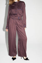 Pantalon Charlie Bordeaux Print Geo Blue, Fabriqué En Italie