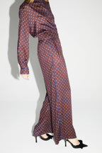 Pantalon Charlie Bordeaux Print Geo Blue, Fabriqué En Italie