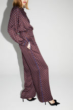 Pantalon Charlie Bordeaux Print Geo Blue, Fabriqué En Italie