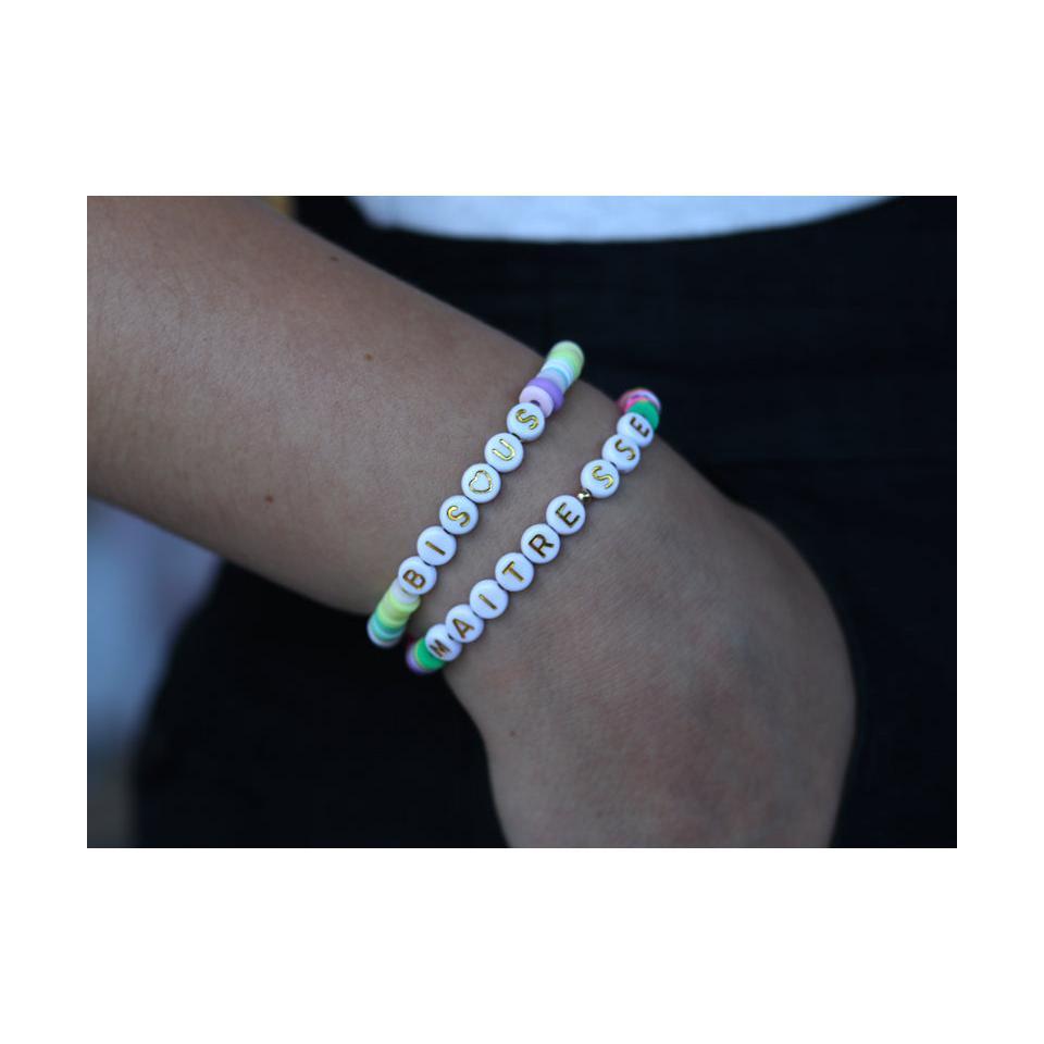Perles Lettres "Bisous" Pour Bracelet À Personnaliser