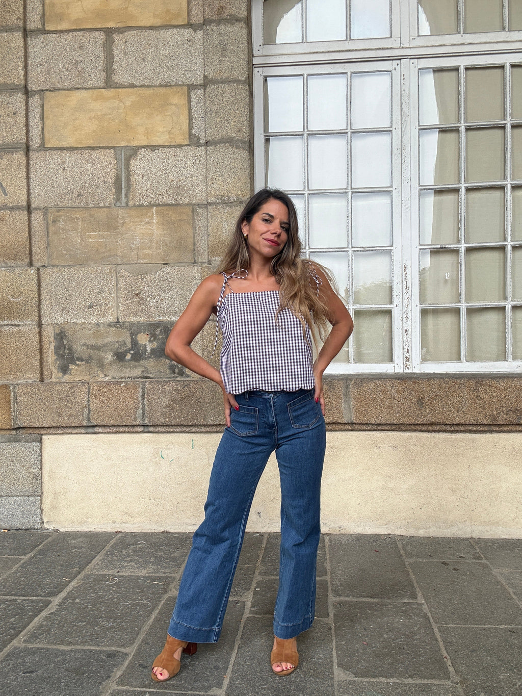 Top vichy Aimée marron