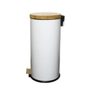 Poubelle bois de cuisine à pédale 30L Naturel FOREST Blanc en acier Inox couvercle en bambou avec seau - REDDECO.com