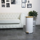 Poubelle bois de cuisine à pédale 30L Naturel FOREST Blanc en acier Inox couvercle en bambou avec seau - REDDECO.com
