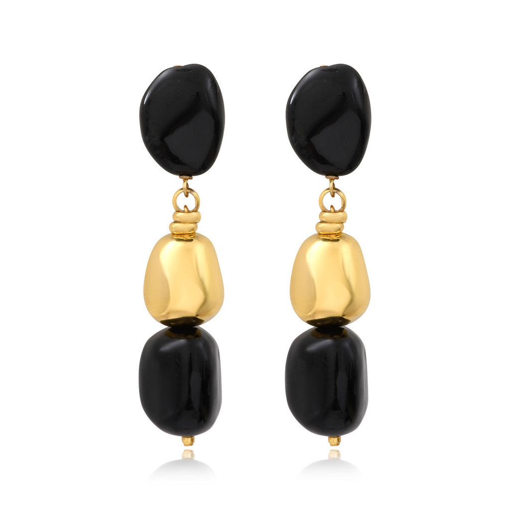 Pendientes De Clip Largos Loulou – Negro Y Dorado