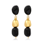Pendientes De Clip Largos Loulou – Negro Y Dorado