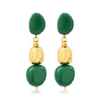 Pendientes Clips Largos Loulou – Verde y Oro
