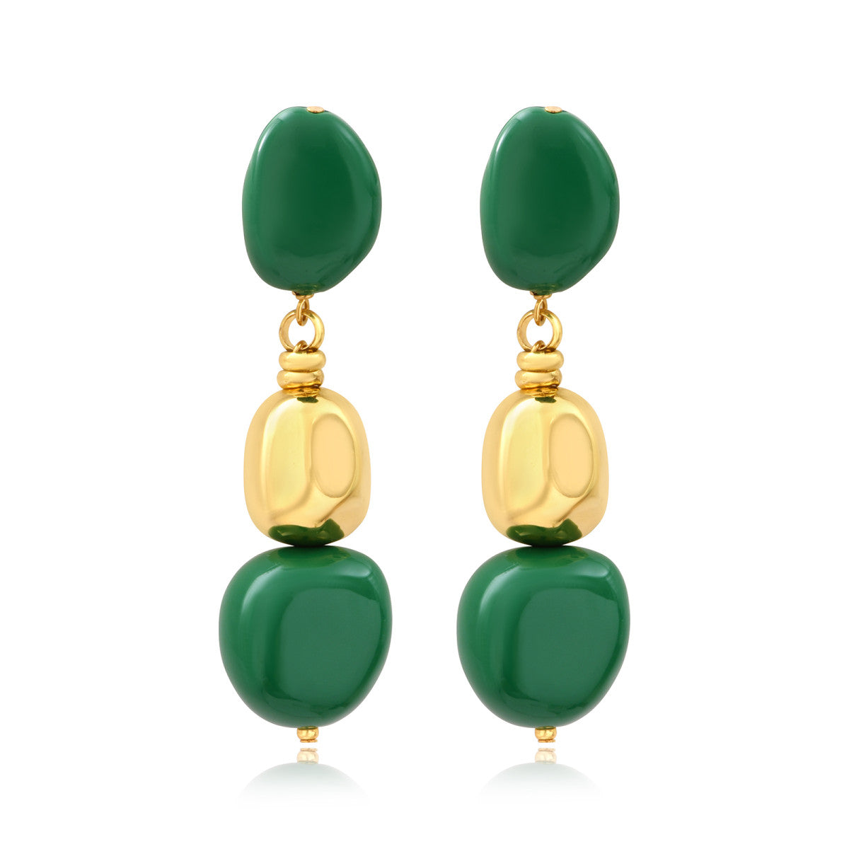 Pendientes Clips Largos Loulou – Verde y Oro