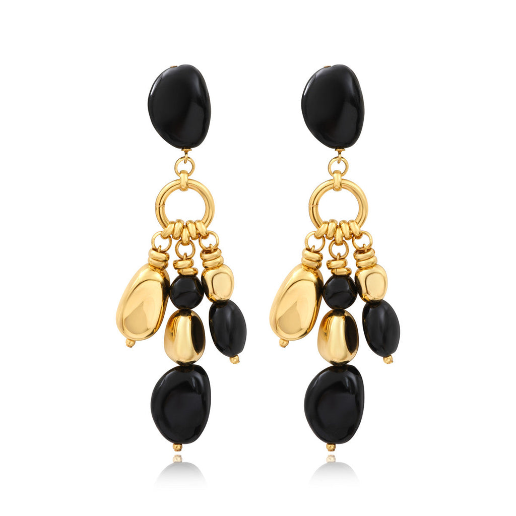 Pendientes Clips Loulou – Negro Y Dorado