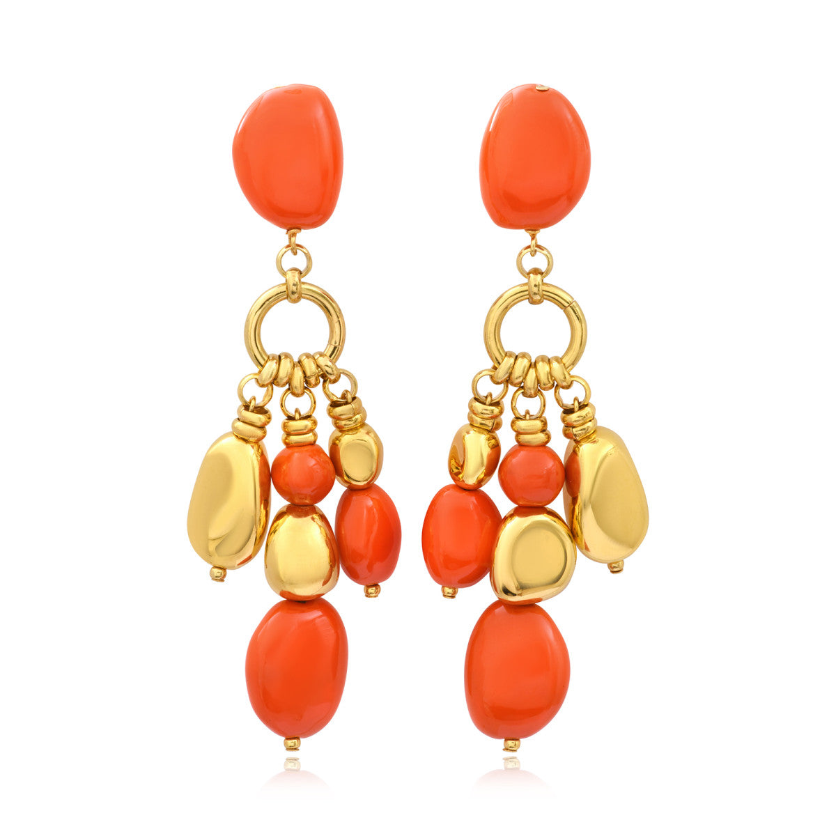 Loulou Clip-On Earrings – Orange and Gold