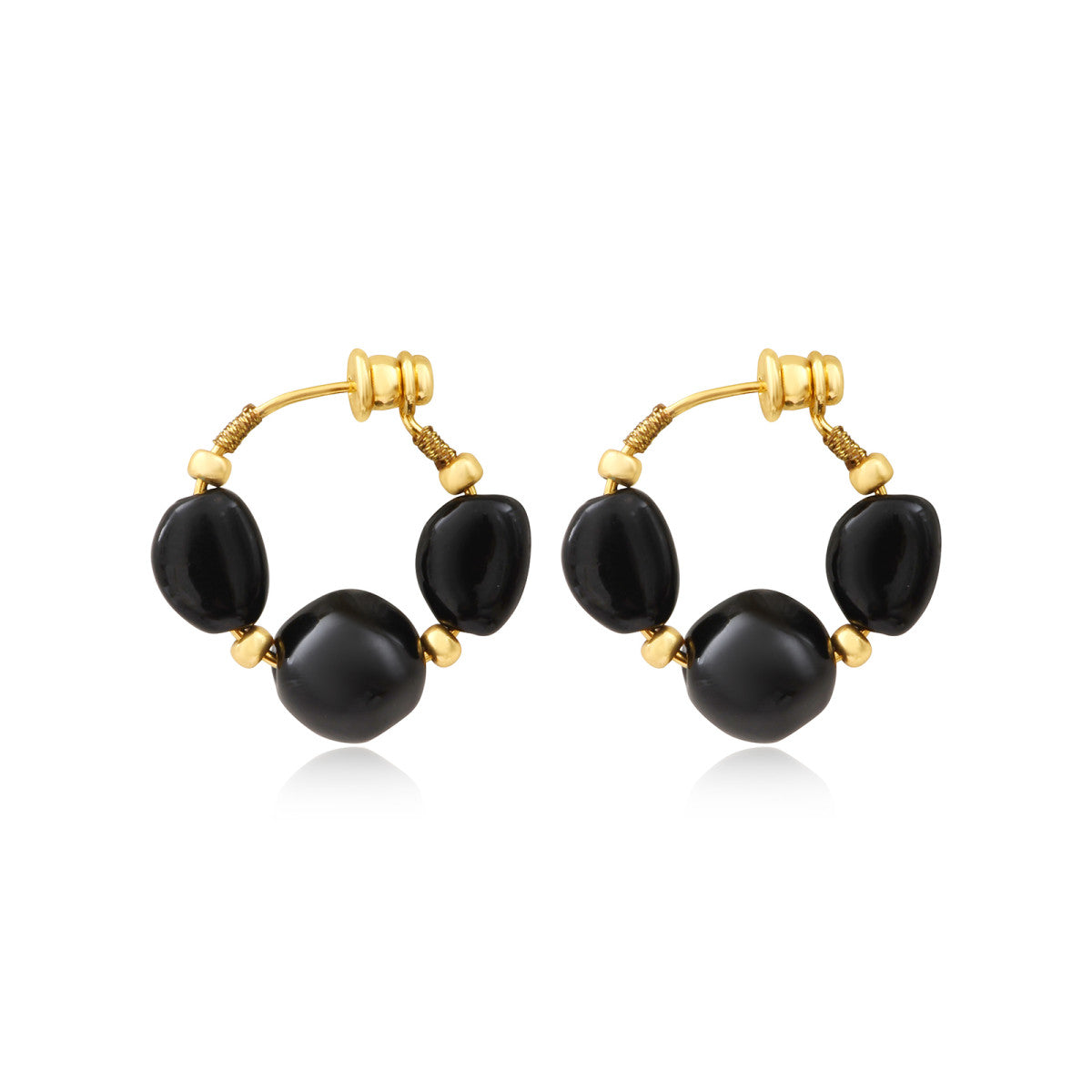 Pendientes De Aro Loulou – Negro Y Dorado