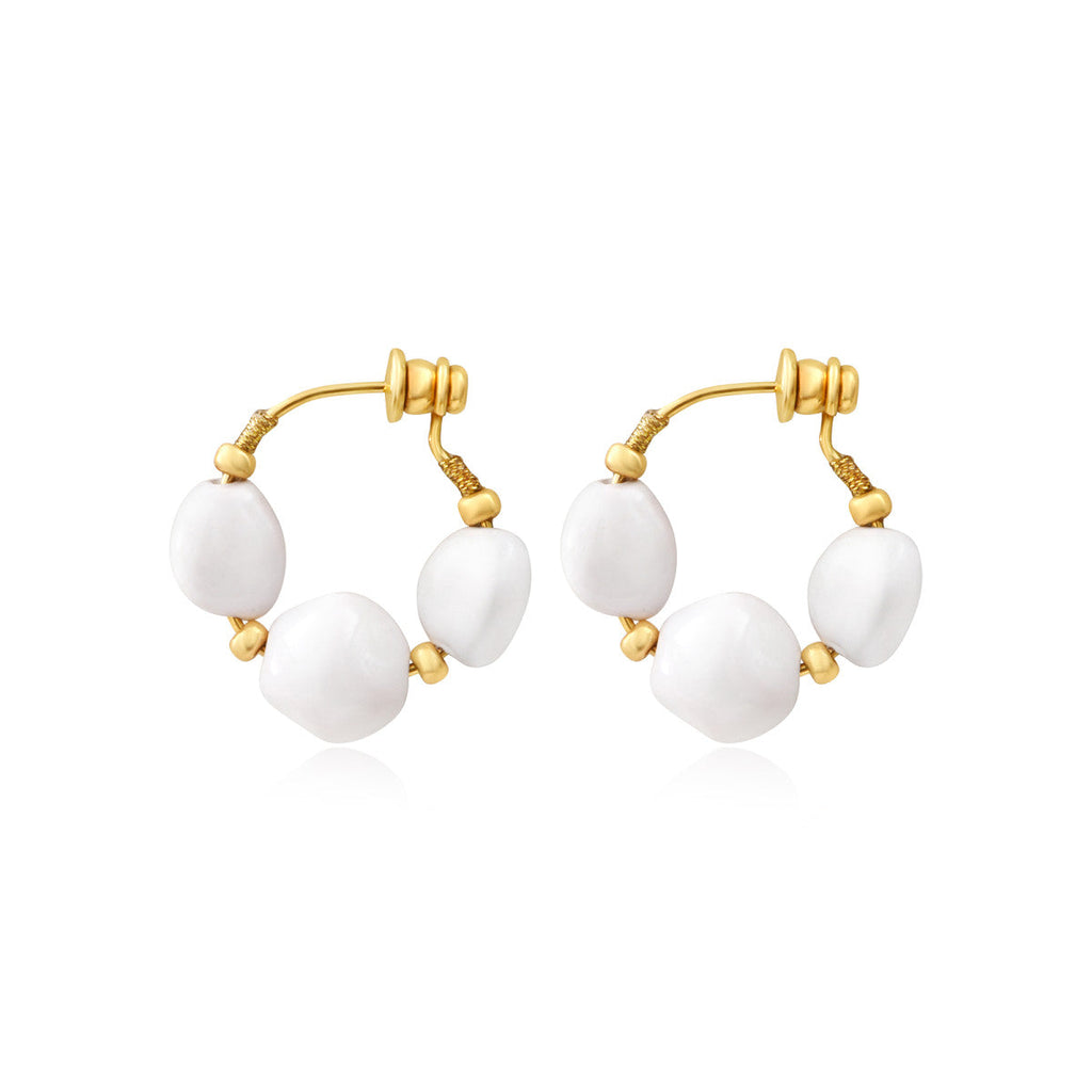 Loulou Hoop Earrings – Gold And White