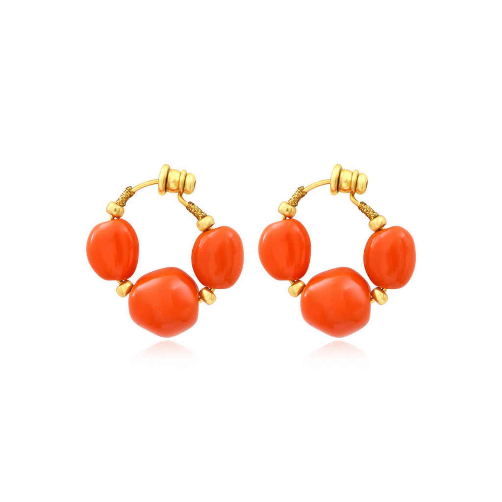 Orecchini a Cerchio Loulou – Arancione e Oro