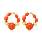 Loulou Wide Hoop Earrings – Orange and Gold