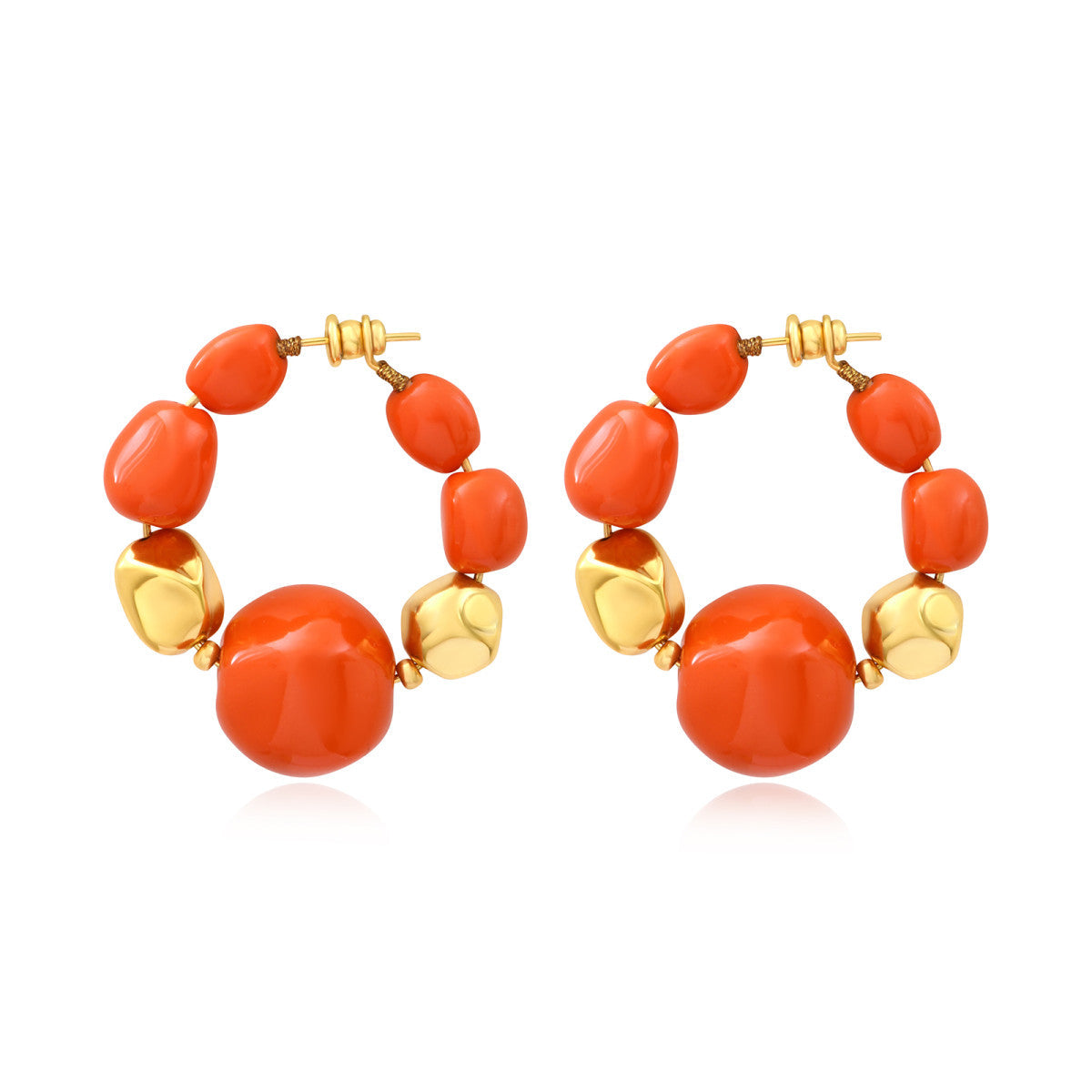Loulou Wide Hoop Earrings – Orange and Gold