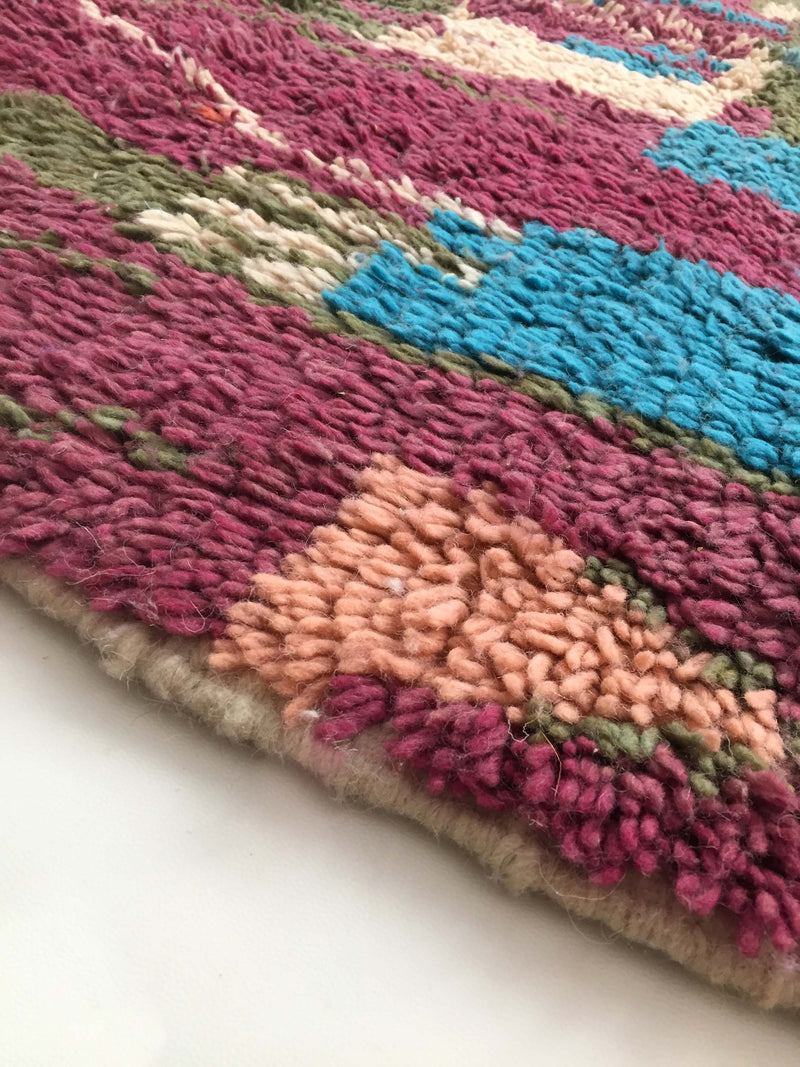 Tapis Berbère Azilal - Écru À Motifs Colorés