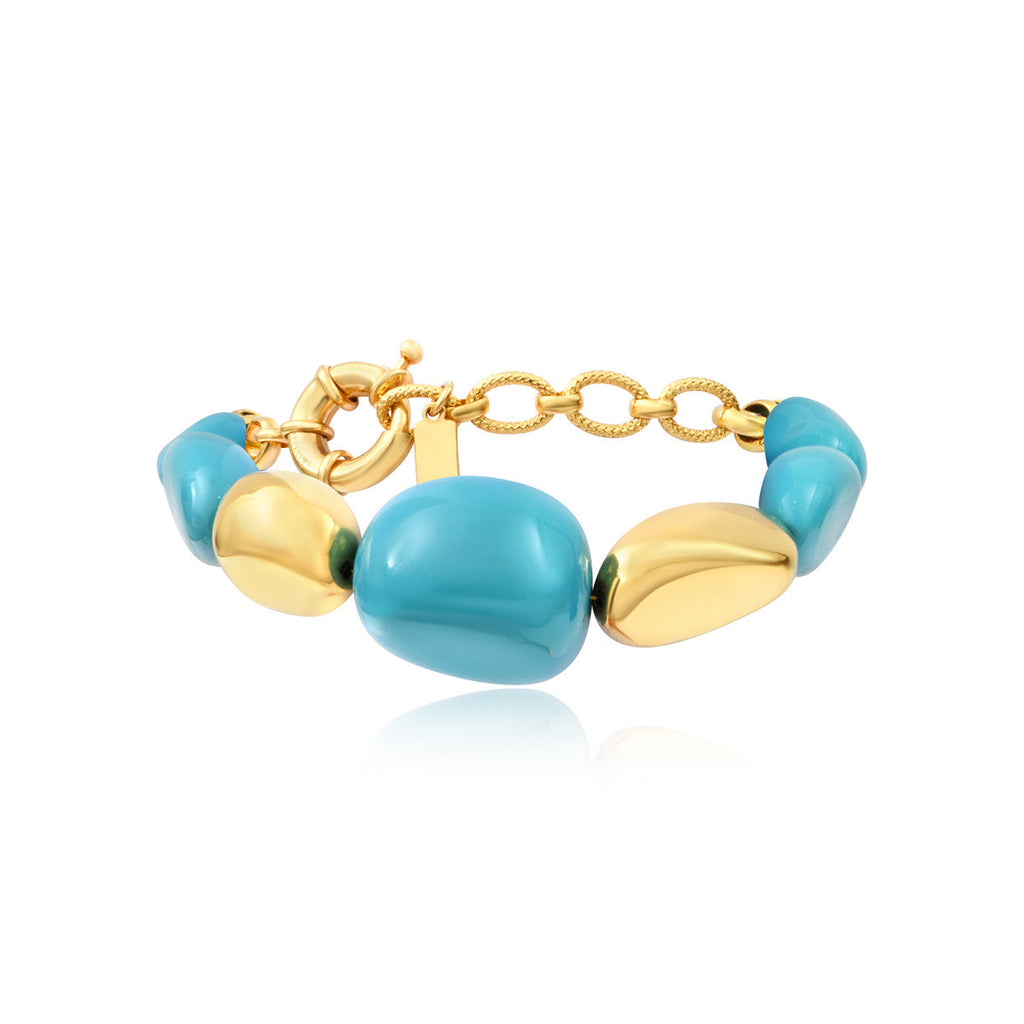 Loulou Adjustable Bracelet – Turquoise and Gold