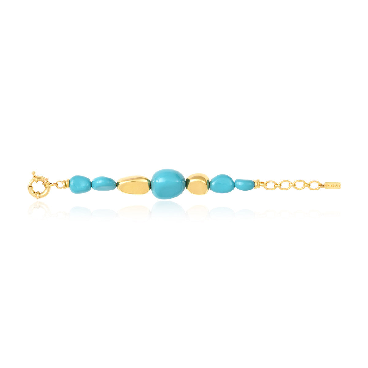Loulou Adjustable Bracelet – Turquoise and Gold