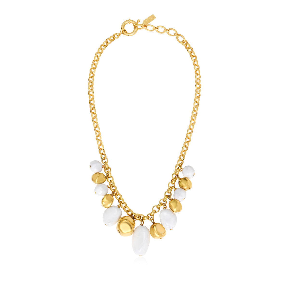 Loulou Chunky Link Chain Necklace – Gold and White
